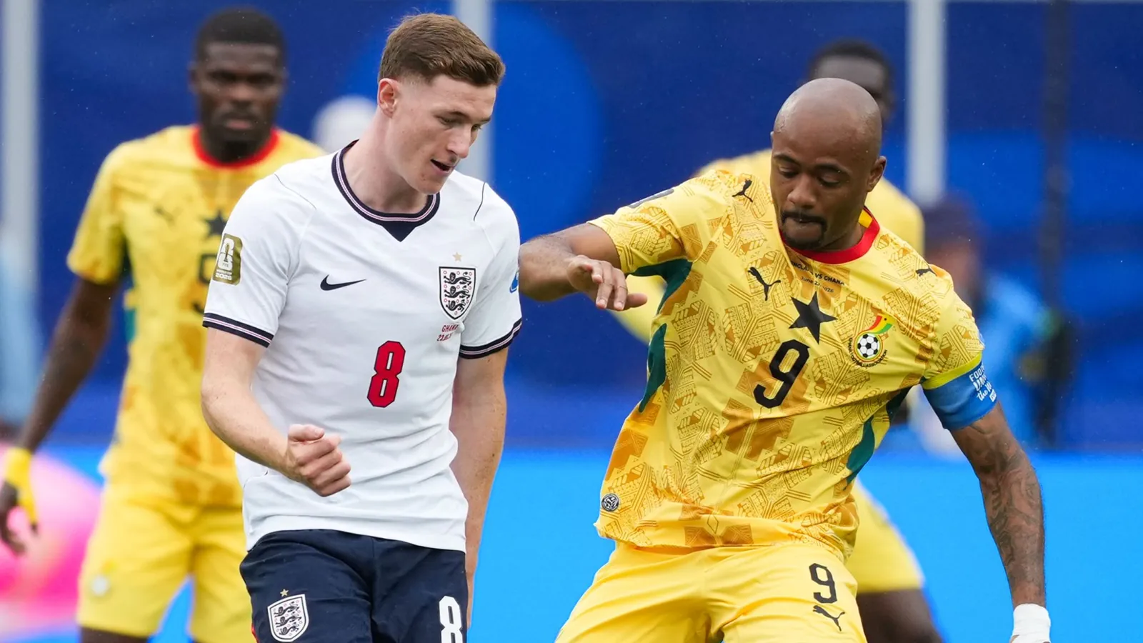 Elliot Anderson in action for England vs Ghana at the 2026 World Cup