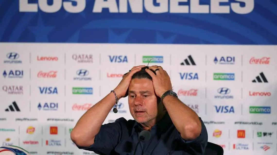 Mauricio Pochettino speaks to reporters after the USMNT's loss to Turkiye in its Group D finale on Thursday.Getty Images