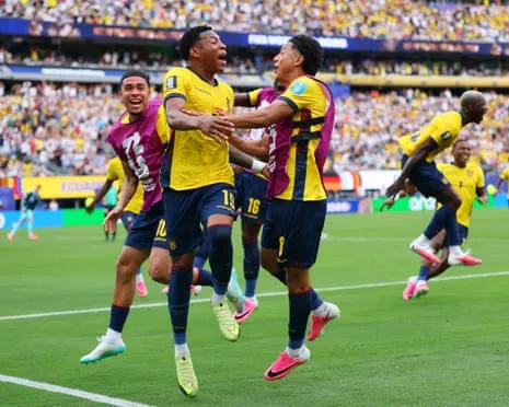 Ecuador's Gonzalo Plata celebrates scoring the winner.