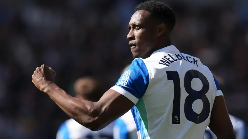 Danny Welbeck celebrates a goal for Brighton