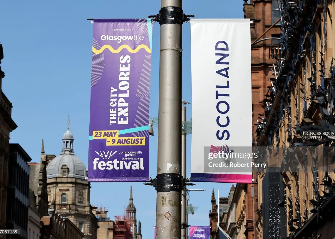 A general view around the city centre ahead of the Glasgow 2026 Commonwealth Games (Photo by Robert Perry/Getty Images)