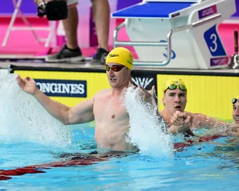 Cameron McEvoy of Australia reacts after winning the Men’s 50m Freestyle Final at the Glasgow 2026 Commonwealth Games