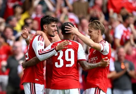 Kai Havertz of Arsenal celebrates scoring his team's second goal.
