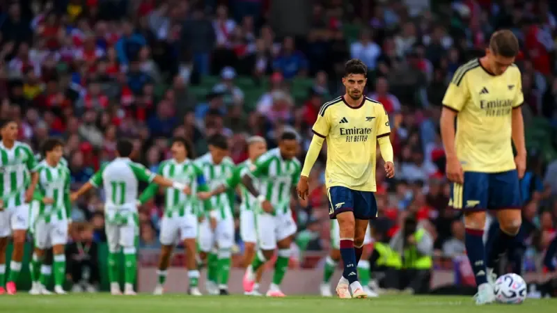 Arsenal players during their friendly defeat by Real Betis
