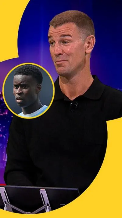 Joe Hart on Match of the Day with a photo of Marc Guehi
